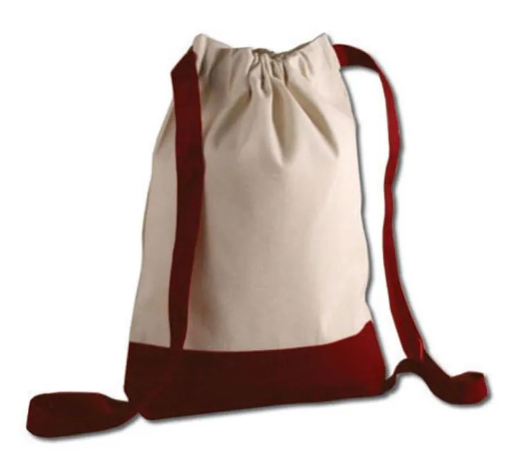 12 ct Two Tone Canvas Sport Backpacks / Wholesale Drawstring Bags - By Dozen