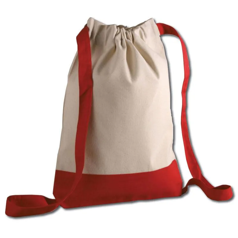 12 ct Two Tone Canvas Sport Backpacks / Wholesale Drawstring Bags - By Dozen