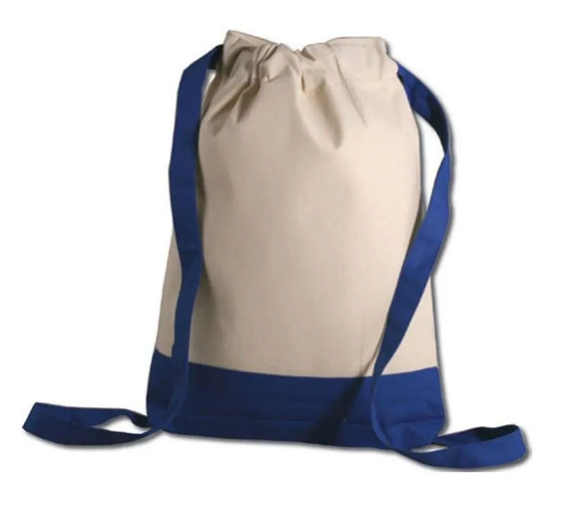 12 ct Two Tone Canvas Sport Backpacks / Wholesale Drawstring Bags - By Dozen