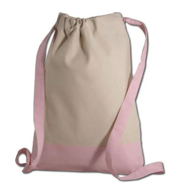 12 ct Two Tone Canvas Sport Backpacks / Wholesale Drawstring Bags - By Dozen