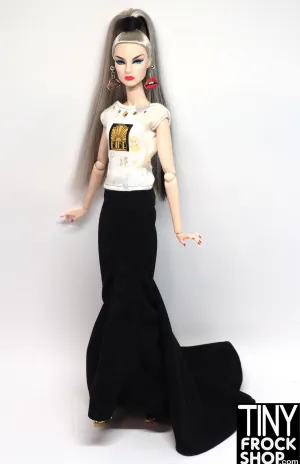 12" Fashion Doll Black Knit Skirt with Train