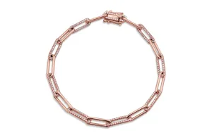 14k Rose Gold Diamond Paper Clip Bracelet 0.781CTW