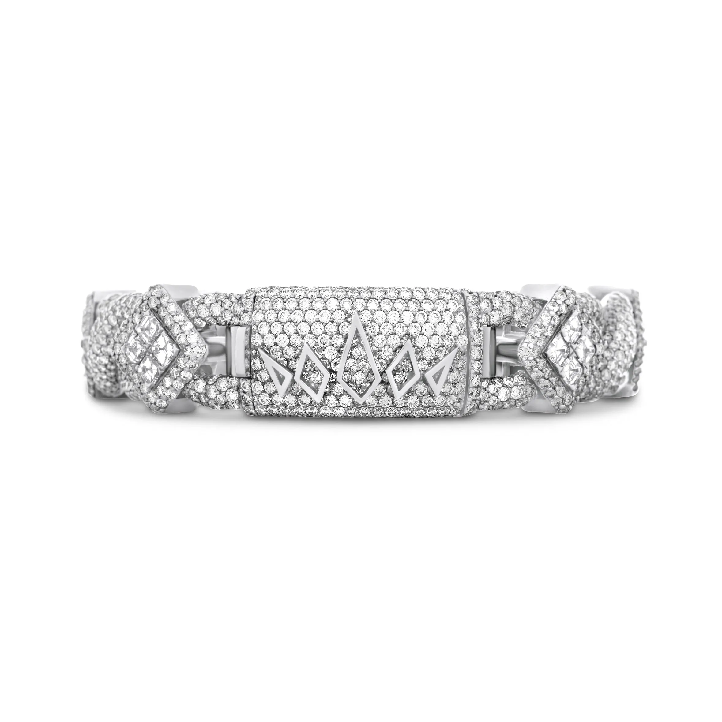 14k White Gold Royal Asscher Cut Diamond Bracelet 26.63 ctw