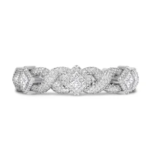 14k White Gold Royal Asscher Cut Diamond Bracelet 26.63 ctw