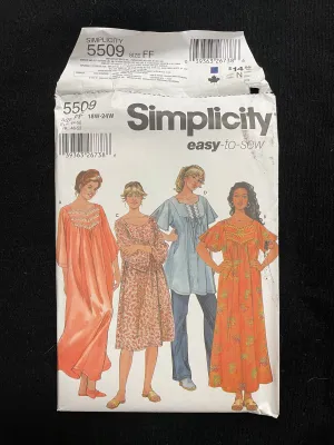 2003 Simplicity 5509 Pattern - Dress and Tunic FACTORY FOLDED