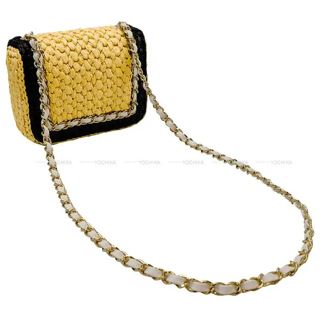 2024 Cruise CHANEL Shoulder bag Matelasse COCO Mark Mini Flap Bag Beige/Noir (Black)/Blanc (White) Braided Raphia/Lambskin Champagne Gold HW AS4556[BRAND NEW][Authentic]