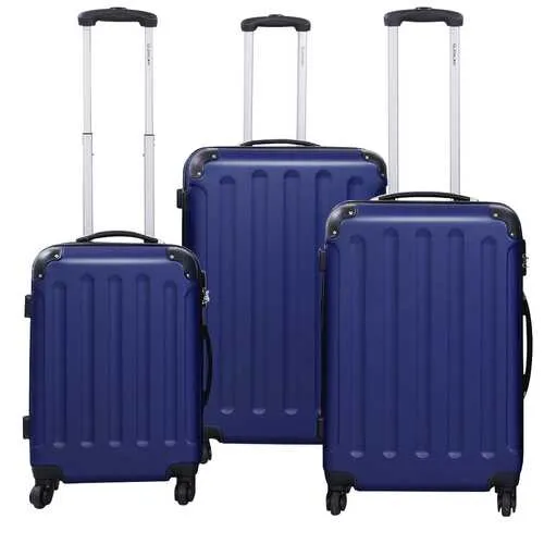 3-Piece GLOBALWAY Dark Blue Luggage Set with Trolley Case