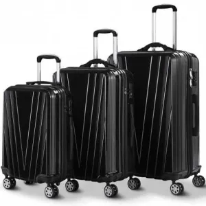 3 pcs Luggage Set Travel Trolley Suitcase with TSA Lock-Black