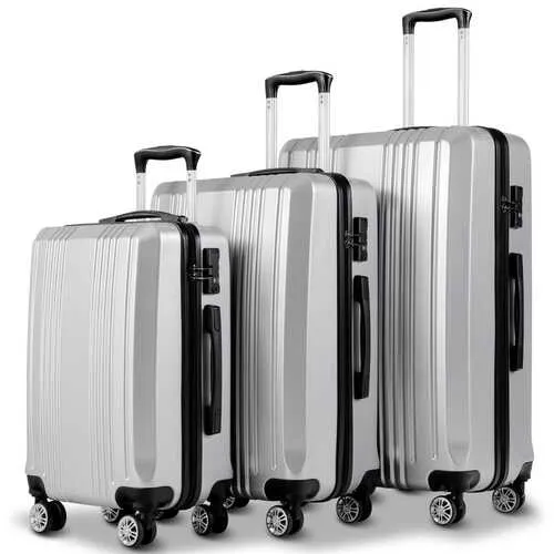 3PC Luggage Set Travel Suitcase with TSA Lock-Gray