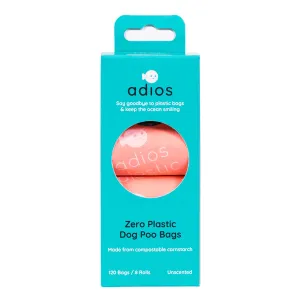 Adios - Handle on a Roll Poo Bags - Coral Pink - 4 Rolls (60 Bags)