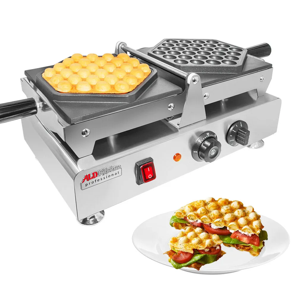 AP-113 AP-124 Bubble Waffle Maker Machine | Improved Digital Thermostat | Commercial Waffle Iron | 110V | Swing Type Bubble Waffle Iron | Improved Manual Thermostat | Nonstick Coating