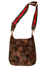 Army Camo Nylon Messenger w/Stripe Adjustable Web Strap