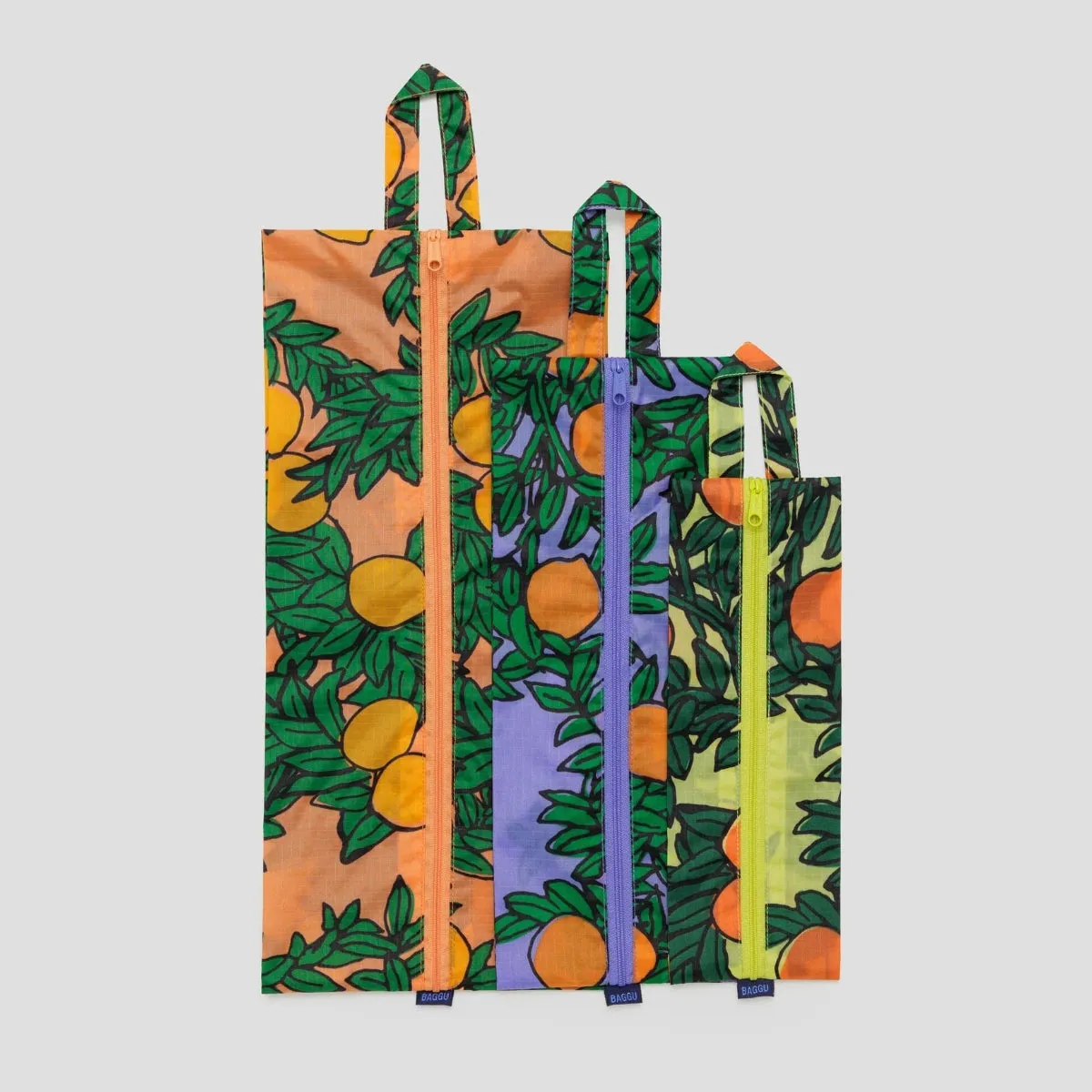 Baggu 3D Zip Set in Orange Trees