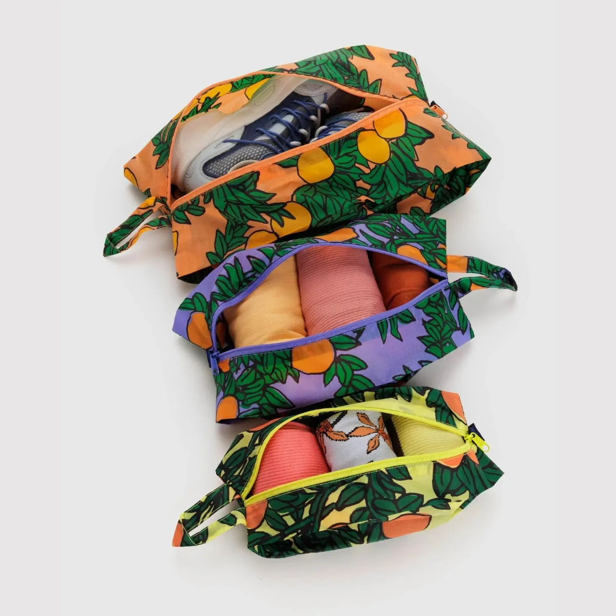 Baggu 3D Zip Set in Orange Trees