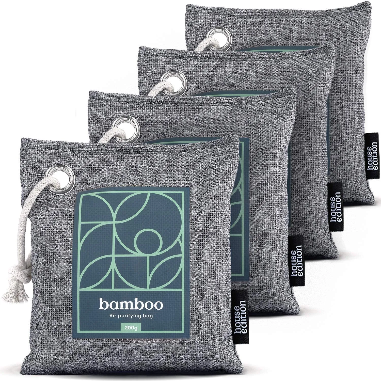 Bamboo Charcoal Air Purifying Bag, Naturally Freshen Air with Powerful Activated Charcoal 4x200g, 2 Sets - 8 Packs