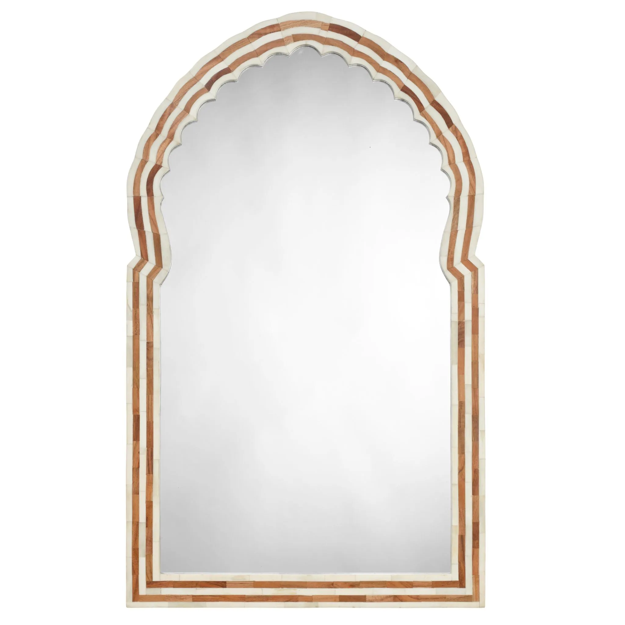 Bardot Large Wall Wood and Bone Mirror