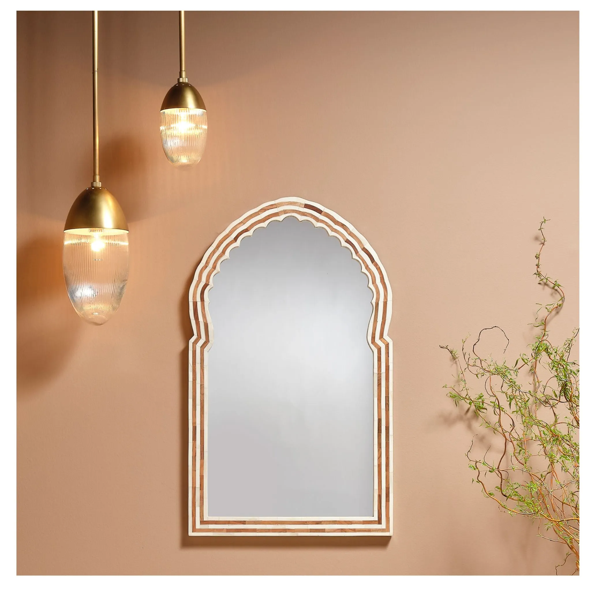 Bardot Large Wall Wood and Bone Mirror