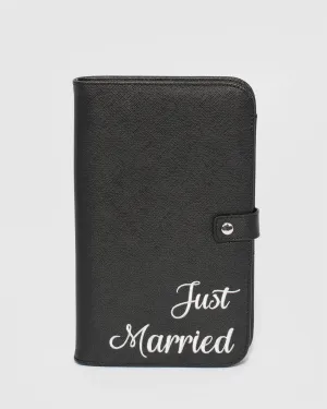 Black Just Married Travel Wallet