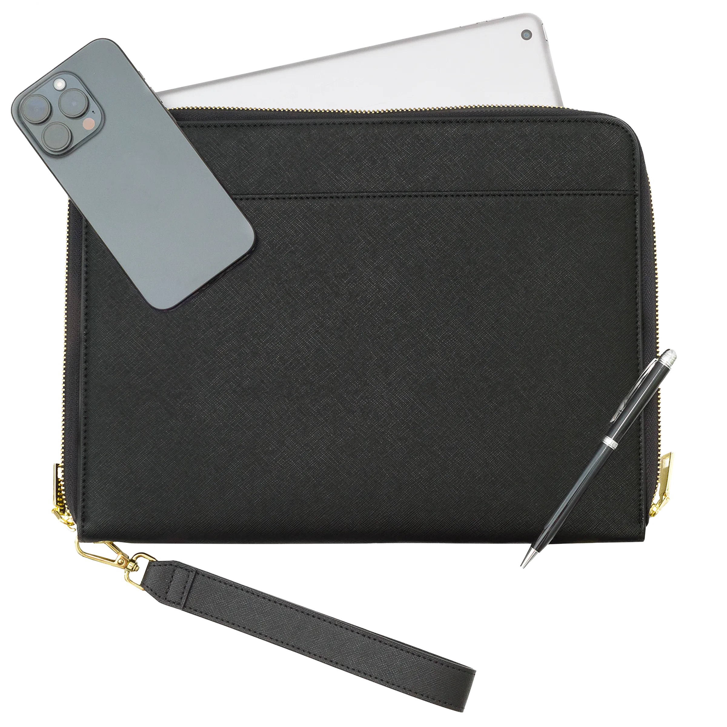 Black - Large Saffiano Pouch