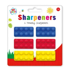 Brick Sharpeners - 6 Pack Novelty Stationery Bricks Pencil Sharpeners