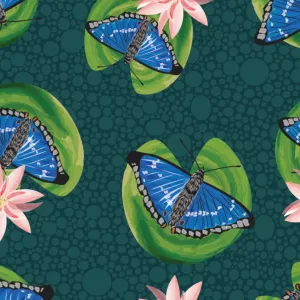 British Waterways Organic Cotton Fabric, Emperor Butterfly