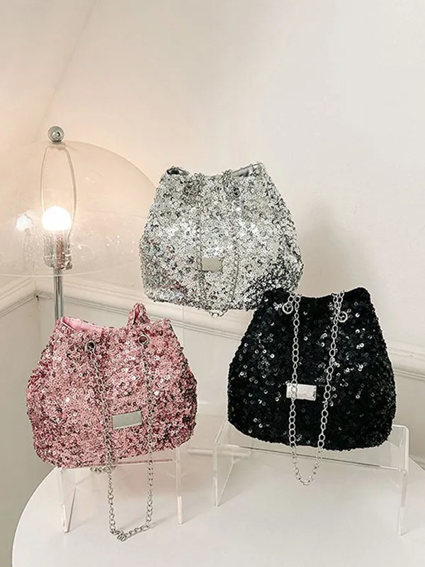 Chains Drawstring Sequined Bags Crossbody Bags Handbags