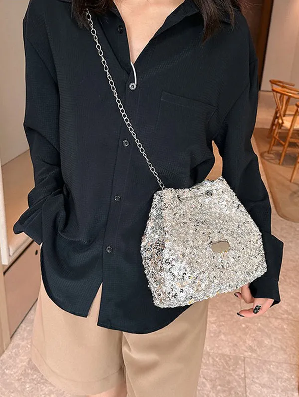 Chains Drawstring Sequined Bags Crossbody Bags Handbags