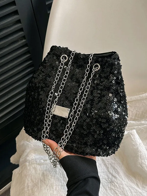 Chains Drawstring Sequined Bags Crossbody Bags Handbags