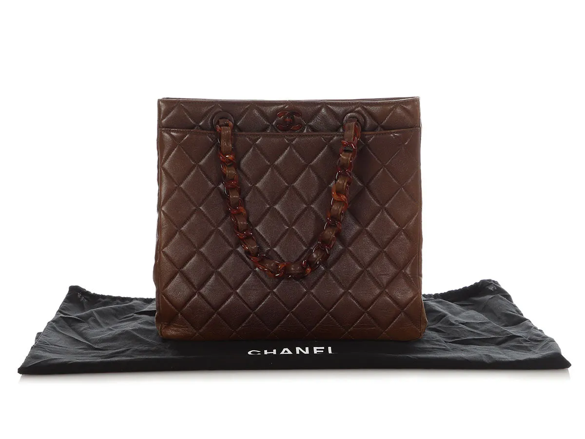 Chanel Vintage Brown Quilted Lambskin Tote