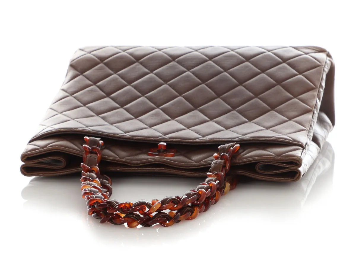 Chanel Vintage Brown Quilted Lambskin Tote