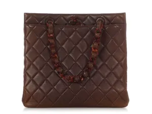 Chanel Vintage Brown Quilted Lambskin Tote