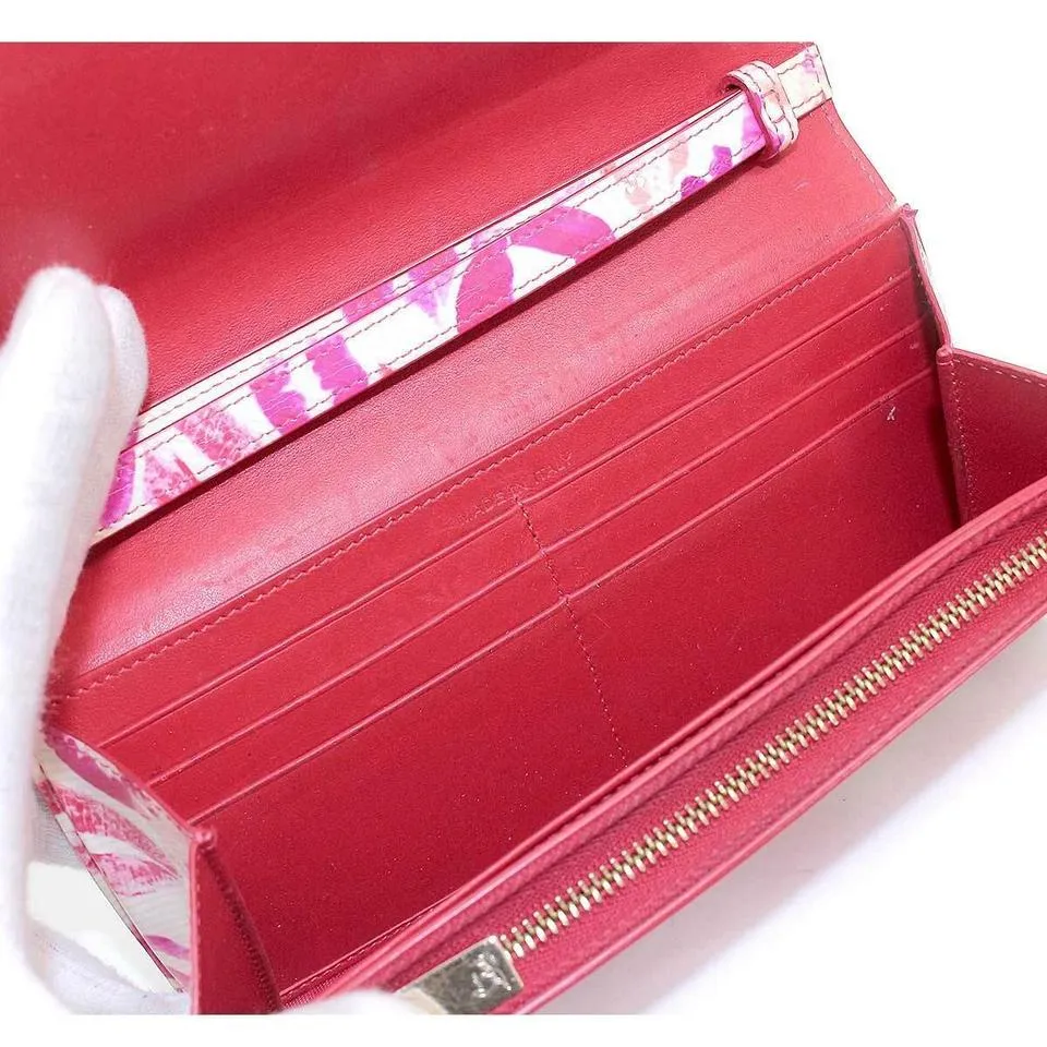 Christian Louboutin Macaron Spiked Lips Wallet White Patent Leather Clutch