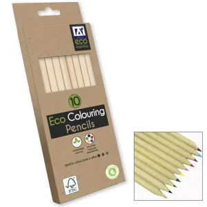 Colouring Pencils - 10 Pack Eco-Friendly Assorted Colours Artistic Projects School Colouring Books