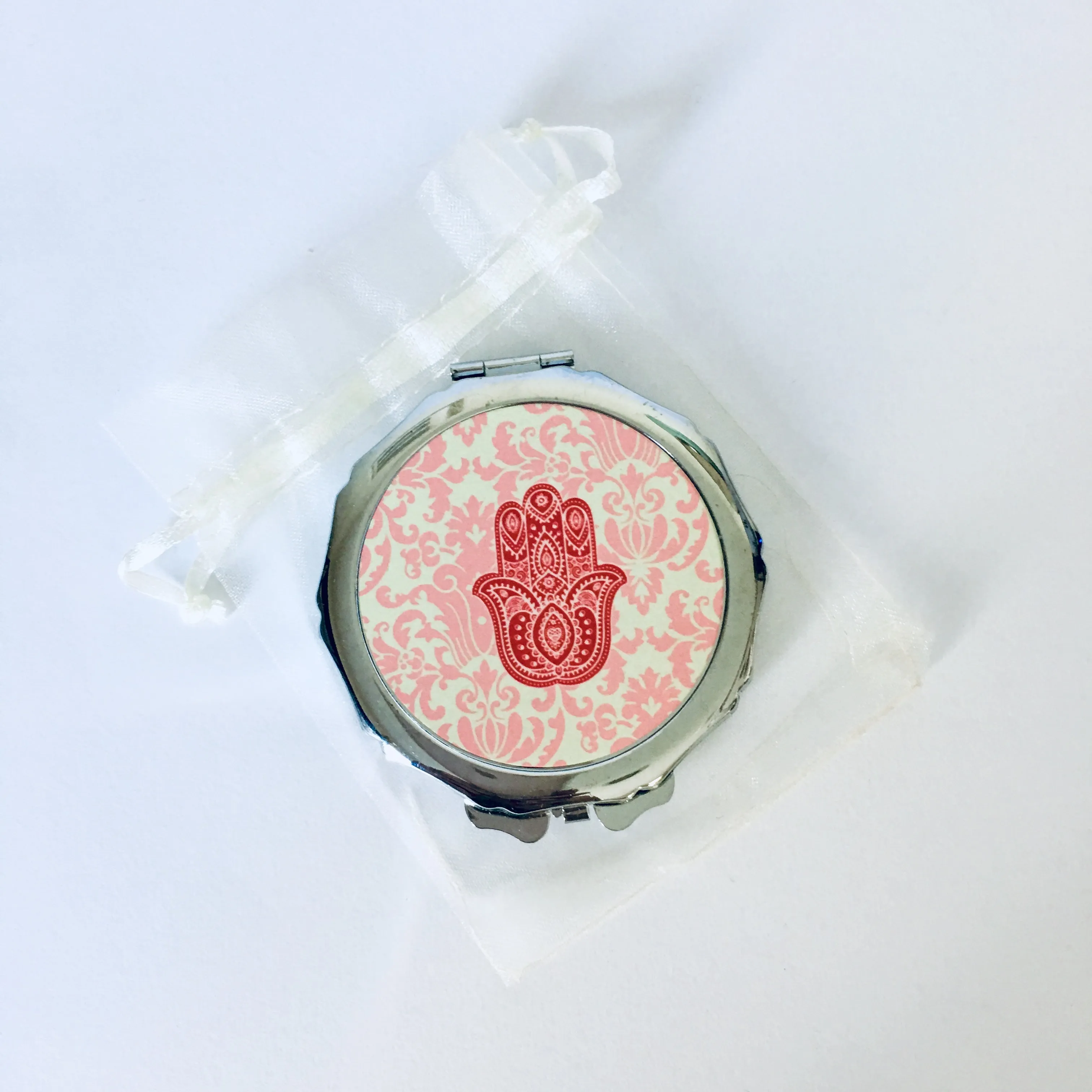 Compact Mirror in organza drawstring bag