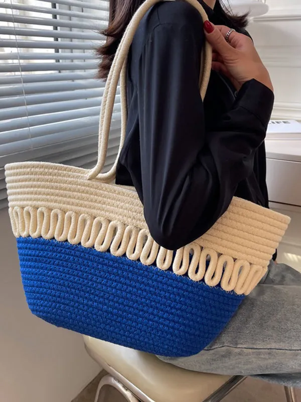 Contrast Color Hollow Handbags