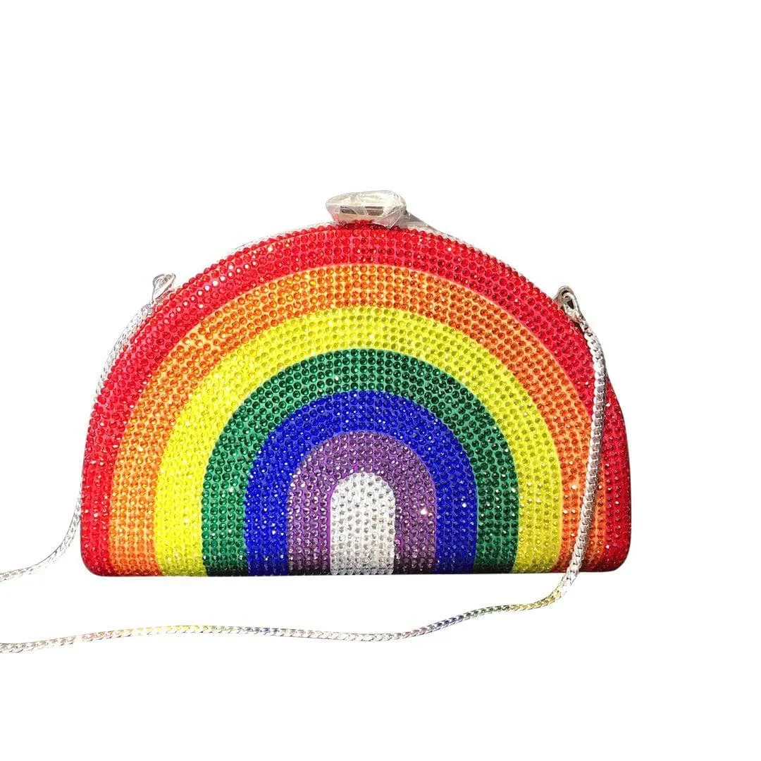 Crystal Encrusted Rainbow Clutch