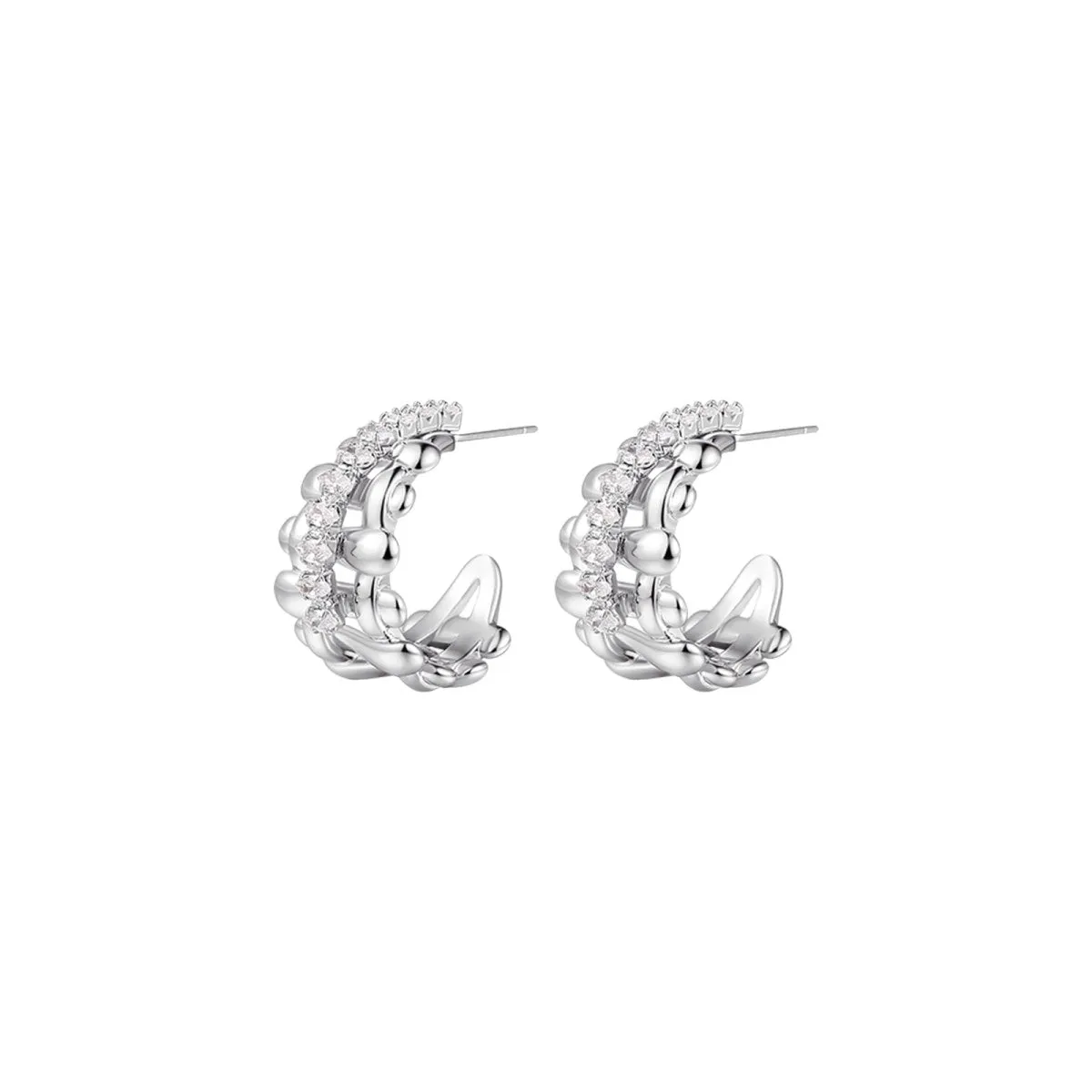 Double Line Hoop Silver Earrings