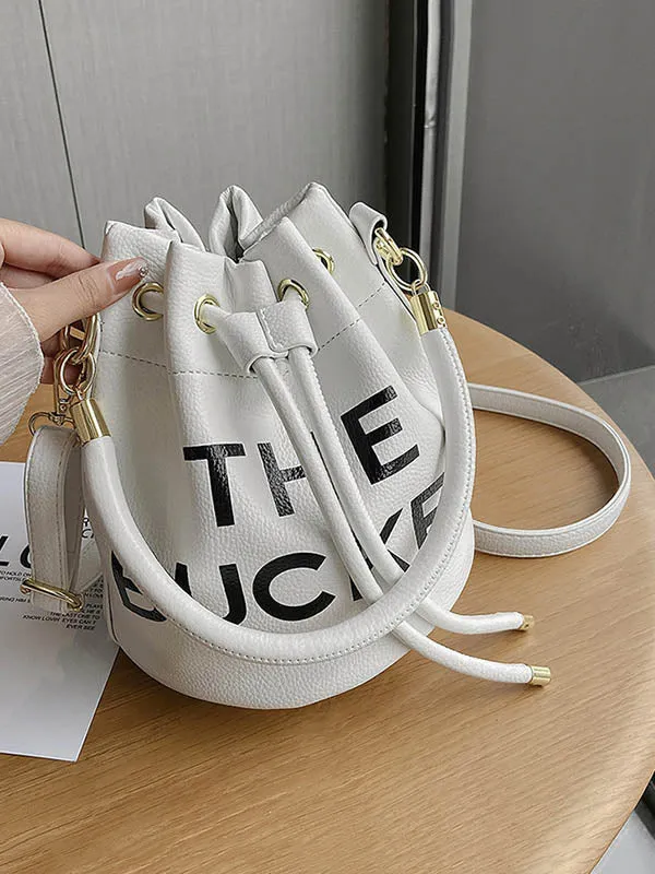 Drawstring Letter Print Crossbody Bags Handbags