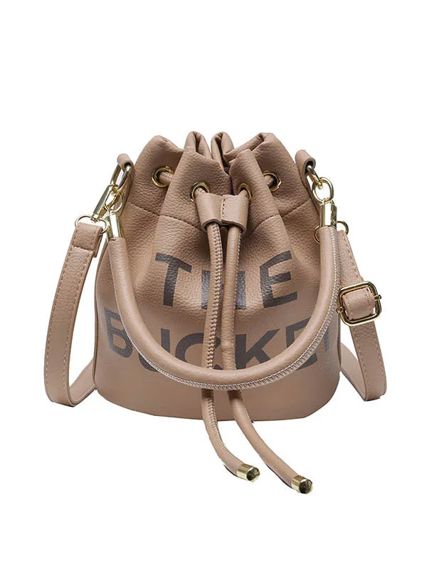 Drawstring Letter Print Crossbody Bags Handbags