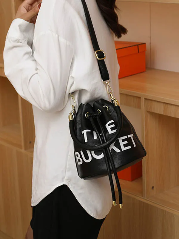 Drawstring Letter Print Crossbody Bags Handbags