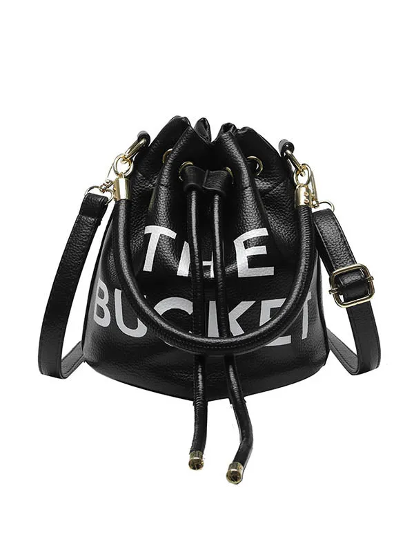 Drawstring Letter Print Crossbody Bags Handbags