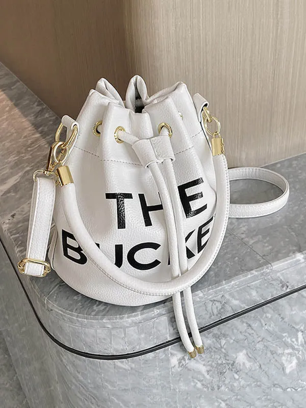 Drawstring Letter Print Crossbody Bags Handbags