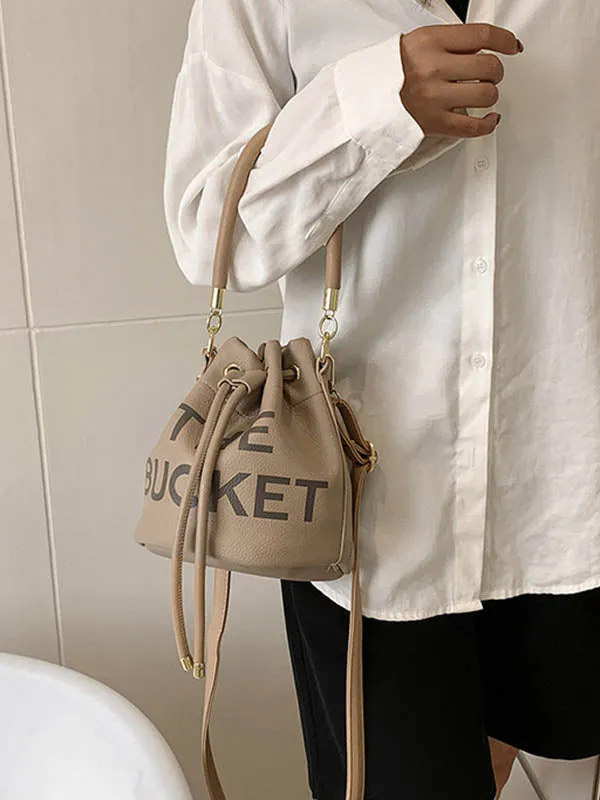 Drawstring Letter Print Crossbody Bags Handbags