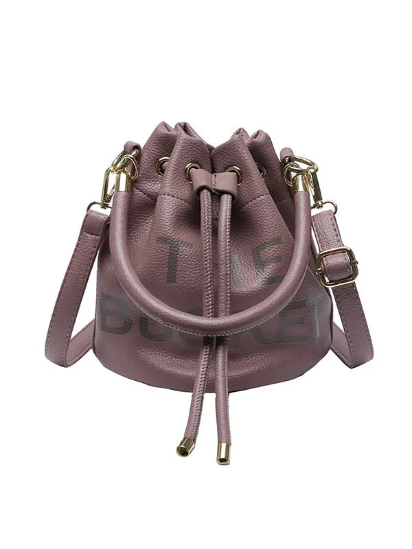 Drawstring Letter Print Crossbody Bags Handbags