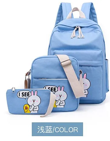 ELIM&PAUL Canvas Backpack Women School Bag For Teenagers Girls Preppy Style Composite Bags Travel High Quality Female Backpacks