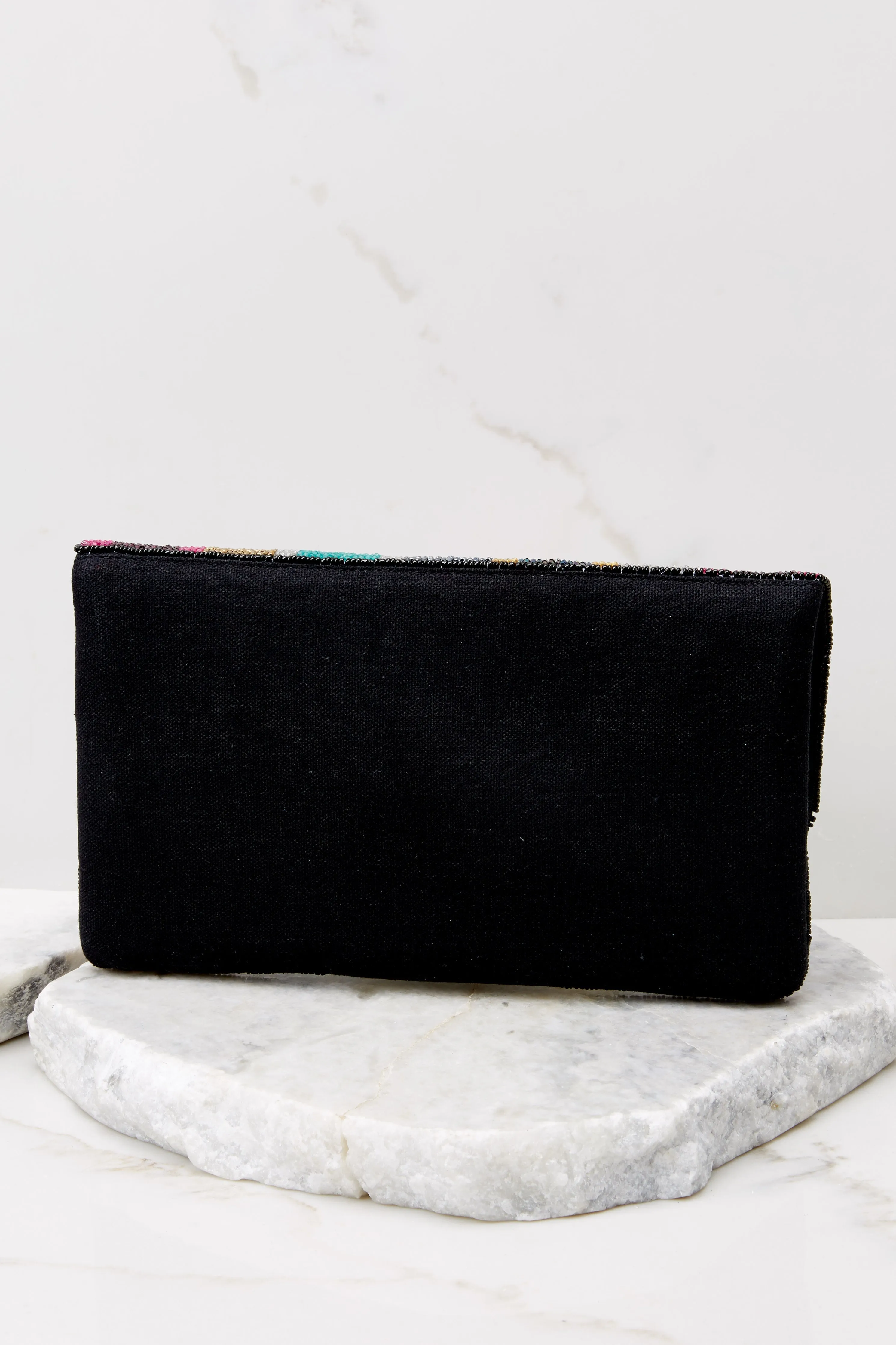 Feeling Fantastic Black Multi Beaded Clutch