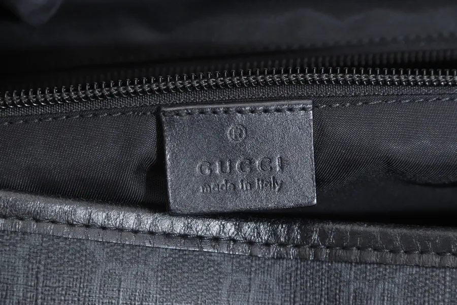 GUCCI 322068 200047 GG BLACK CANVAS MESSENGER BAG SILVER HARDWARE WITH DUST COVER