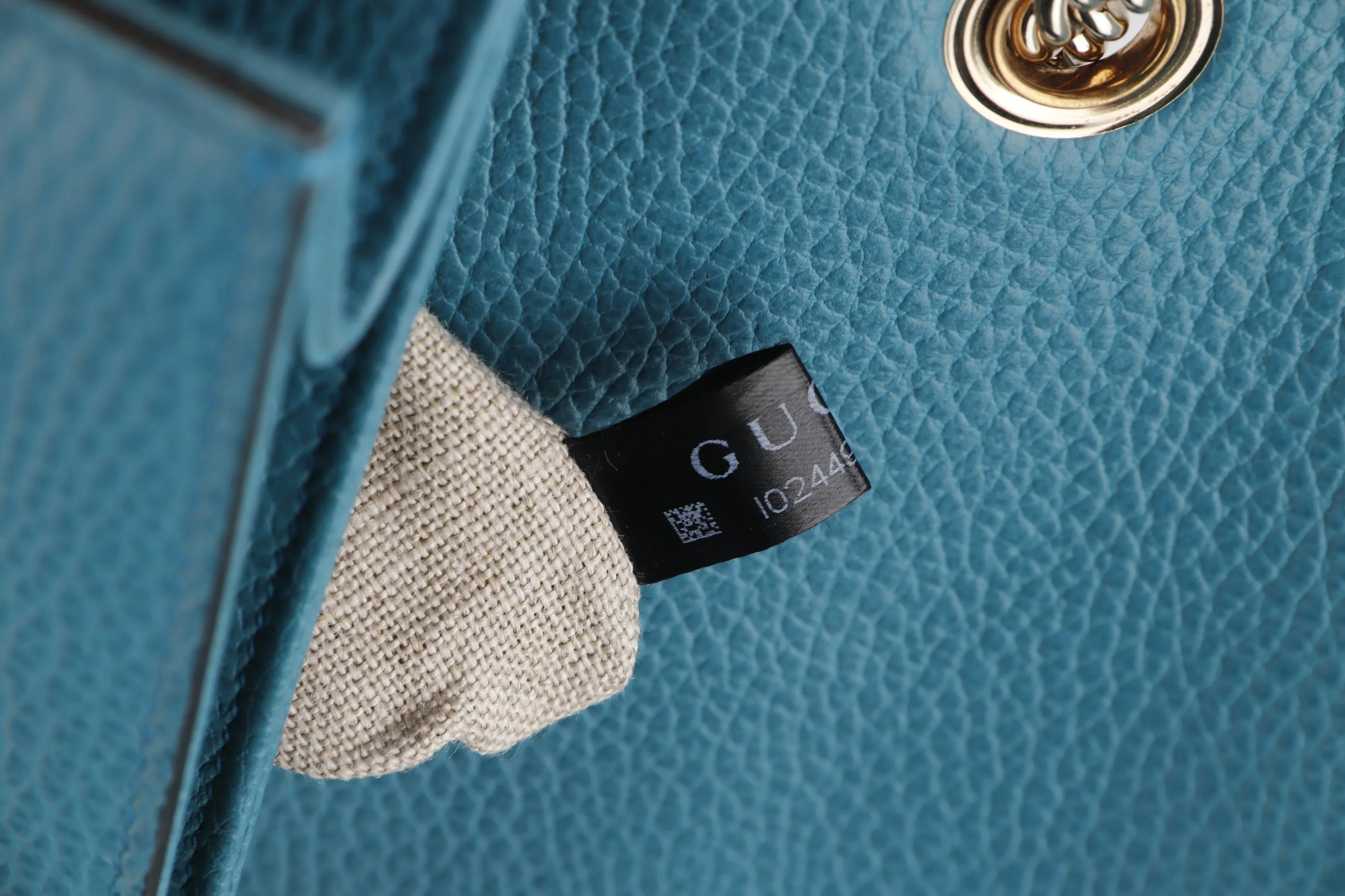 GUCCI 510303 520981 INTERLOCKING GG FLAP HANDBAG, LARGE BLUE LEATHER GOLD HARDWARE, WITH DUST COVER