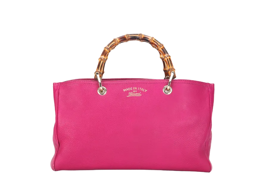 GUCCI  BAMBOO SHOPPER DARK PINK LEATHER TOTE BAG (323660 520981) GOLD HARDWARE WITH DUST COVER