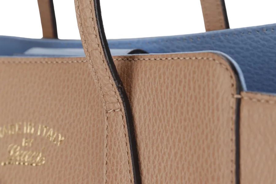 GUCCI DOLLAR SWING TOTE (354408.204991) LIGHT BROWN MINERAL BLUE CALFSKIN GOLD HARDWARE NO DUST COVER